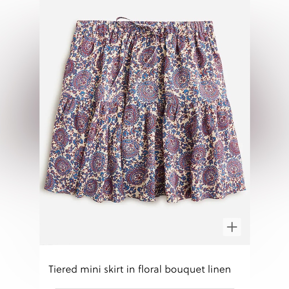 J. Crew tiered mini skirt in floral bouquet linen